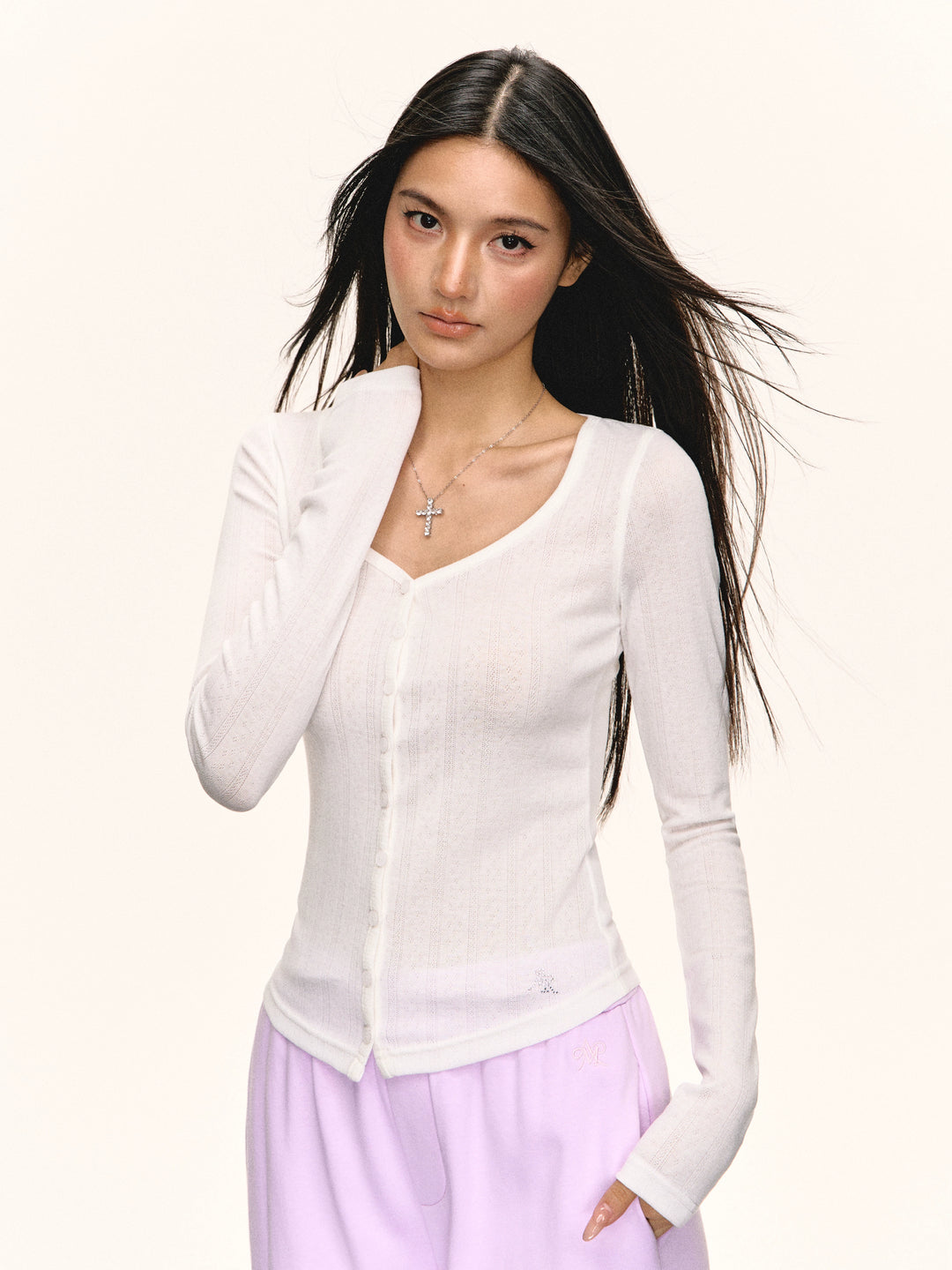Retro Slim Gebreide Langsleeve Top 