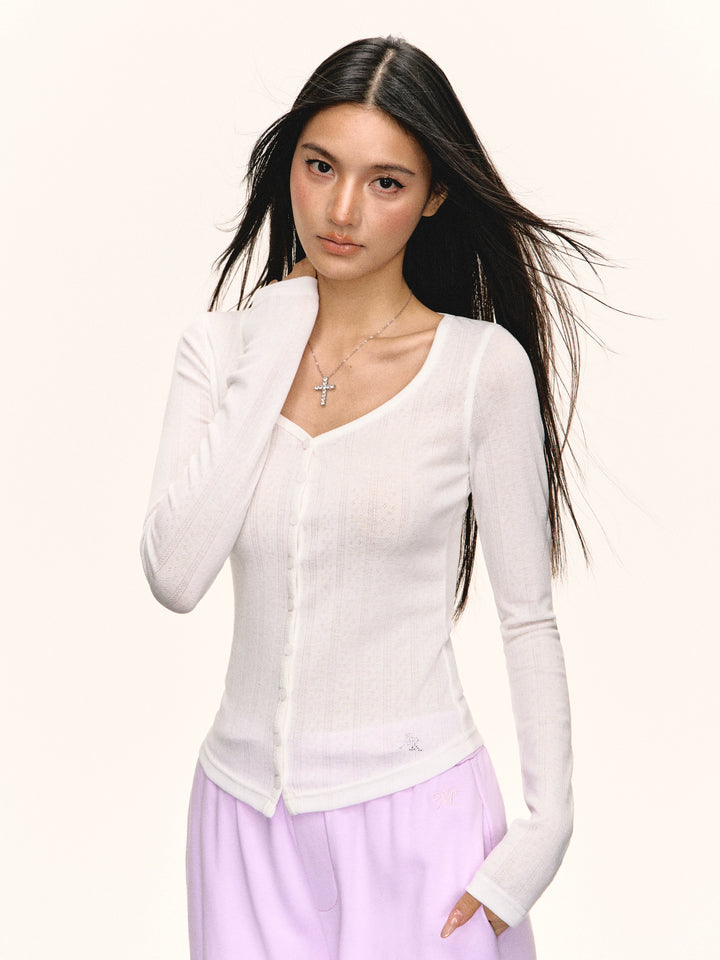 Retro Slim Gebreide Langsleeve Top 