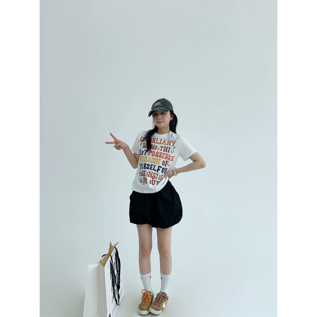 Graffiti Letter Print Slim Fit T-shirt