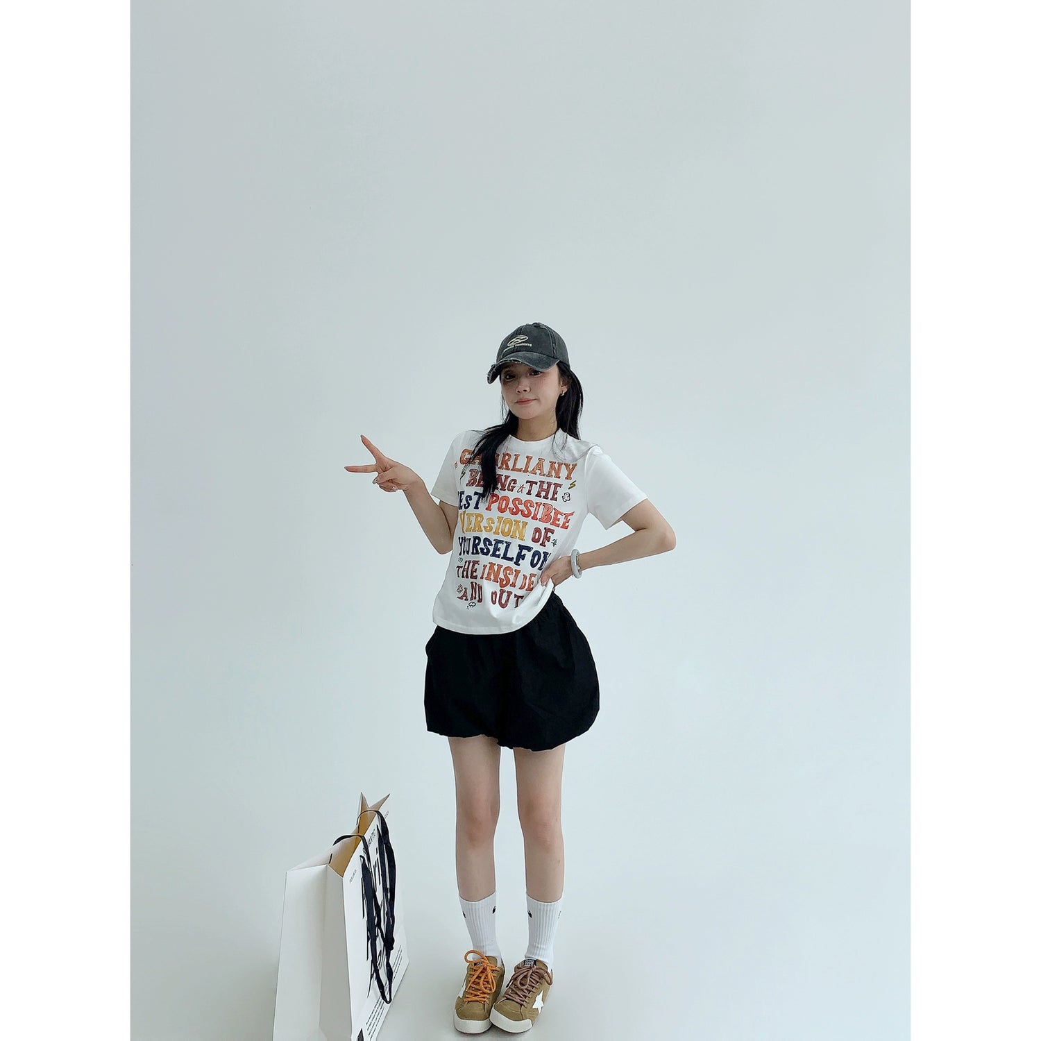 Graffiti Buchstaben Druck Slim Fit T-Shirt 