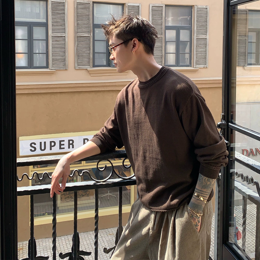 Losse pasvorm lange mouwen pullover trui 