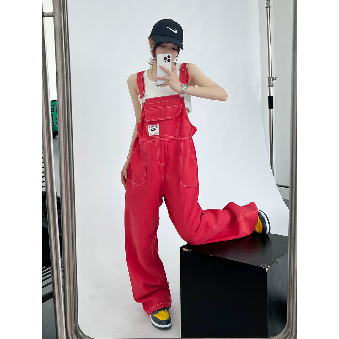 Denim Loose Fit Cargo Overalls