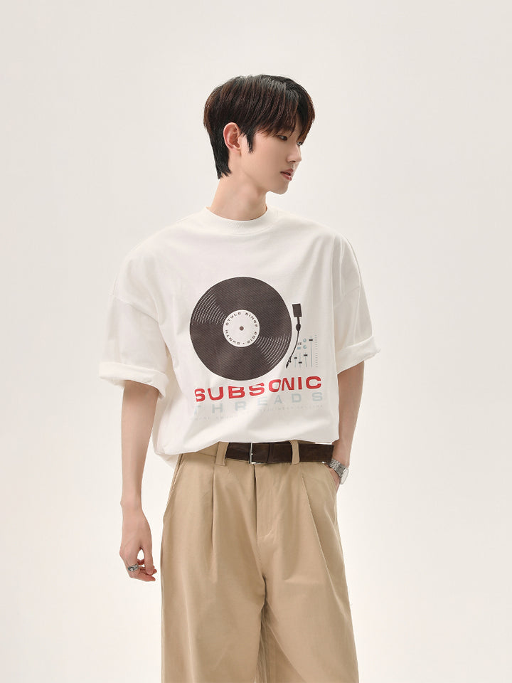 Music Record Print T-shirt