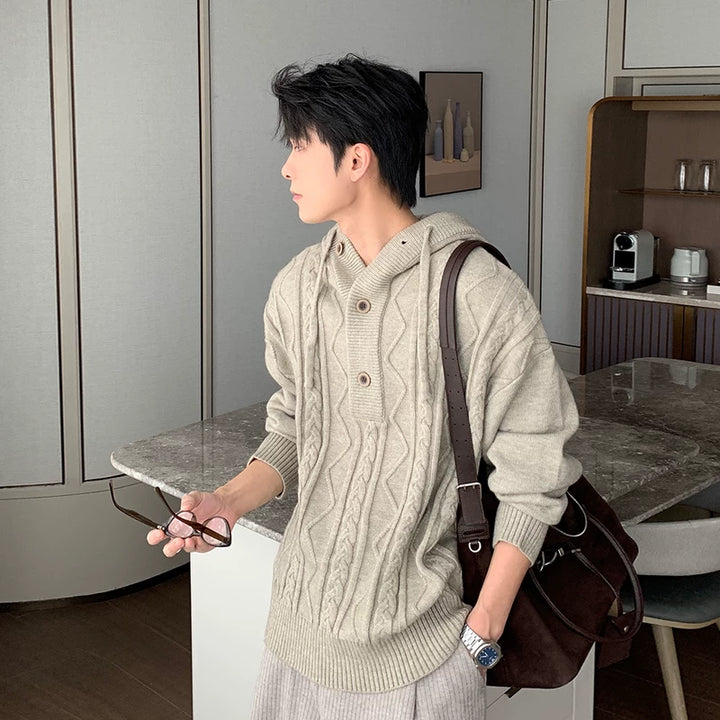 Cable Knit Hooded Sweater Pullover