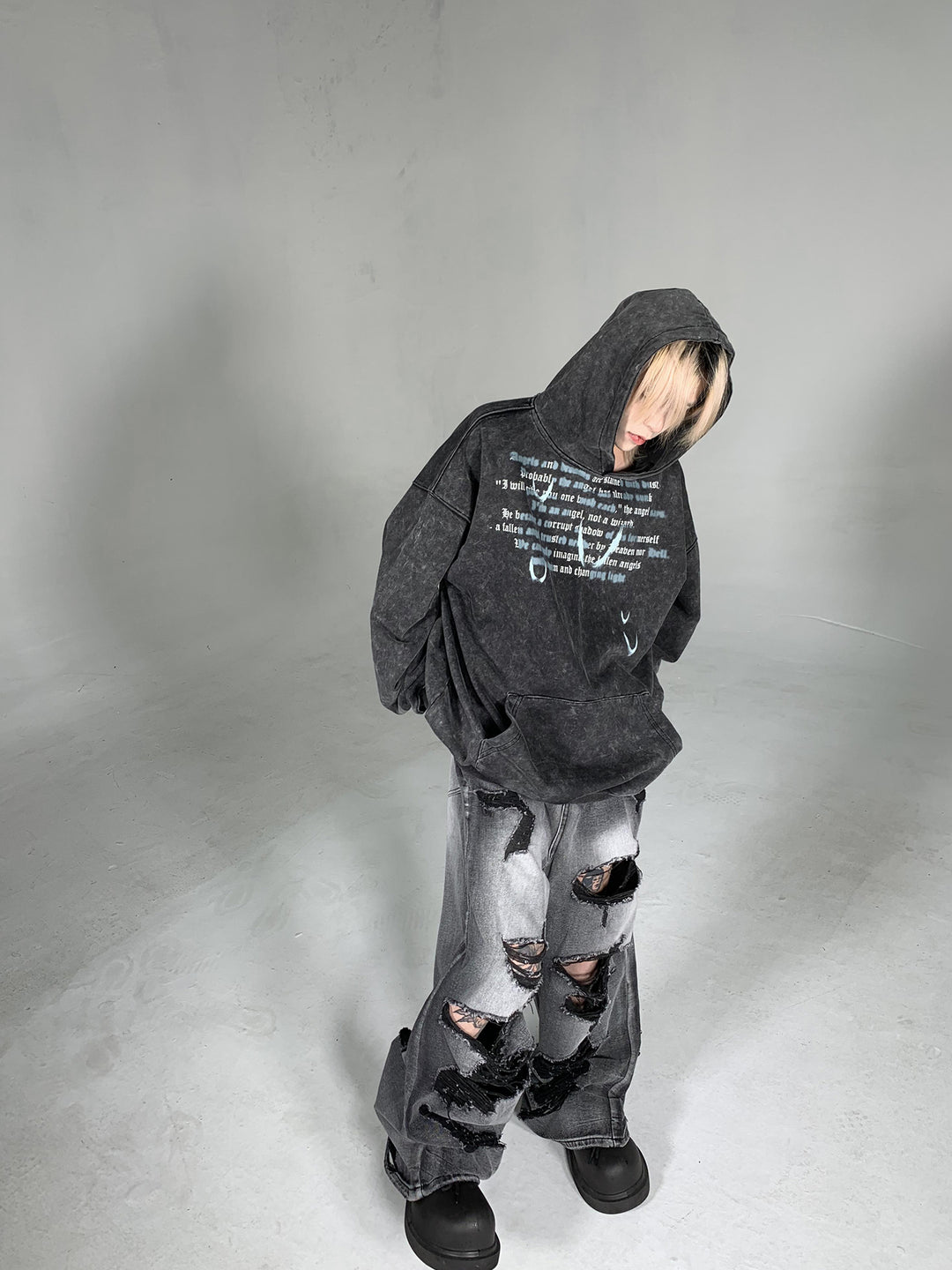 Gewassen Graphic Print Oversized Hoodie 