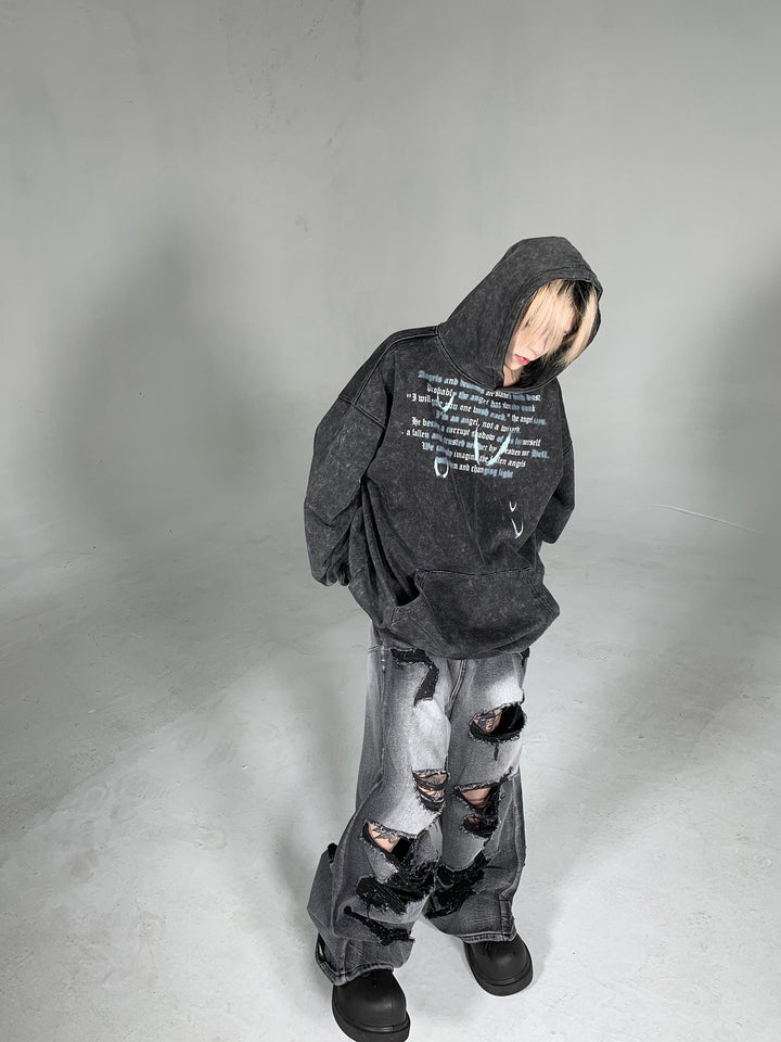 Gewassen Graphic Print Oversized Hoodie 