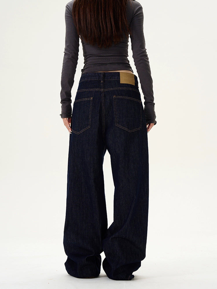 Pantalones rectos de pierna ancha suelta 