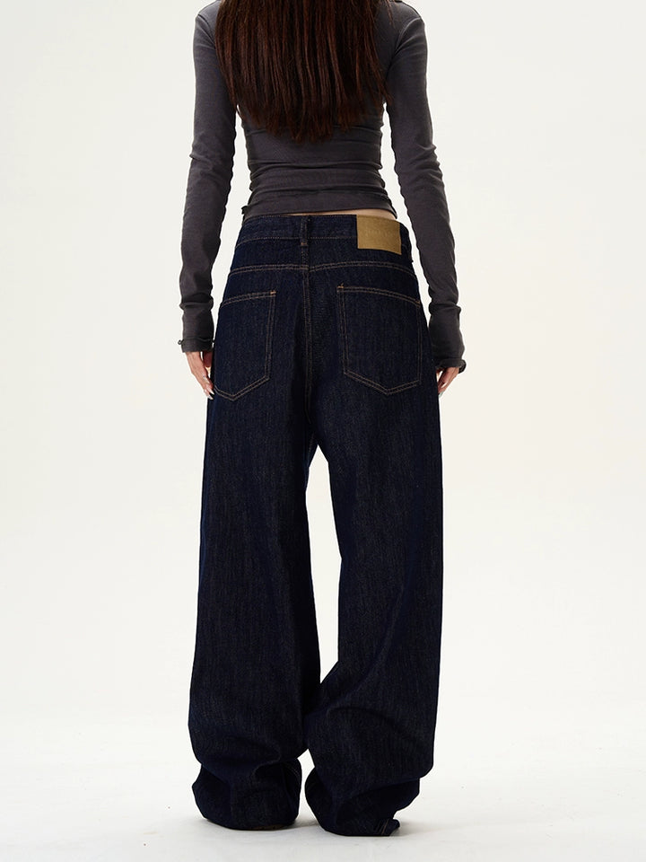 Pantalones rectos de pierna ancha suelta 