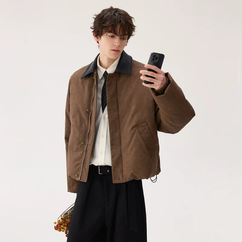 Leather Collar Insulated Cotton Jacket