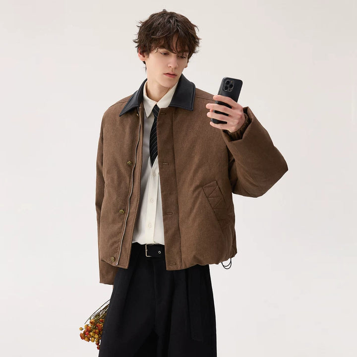Leather Collar Insulated Cotton Jacket
