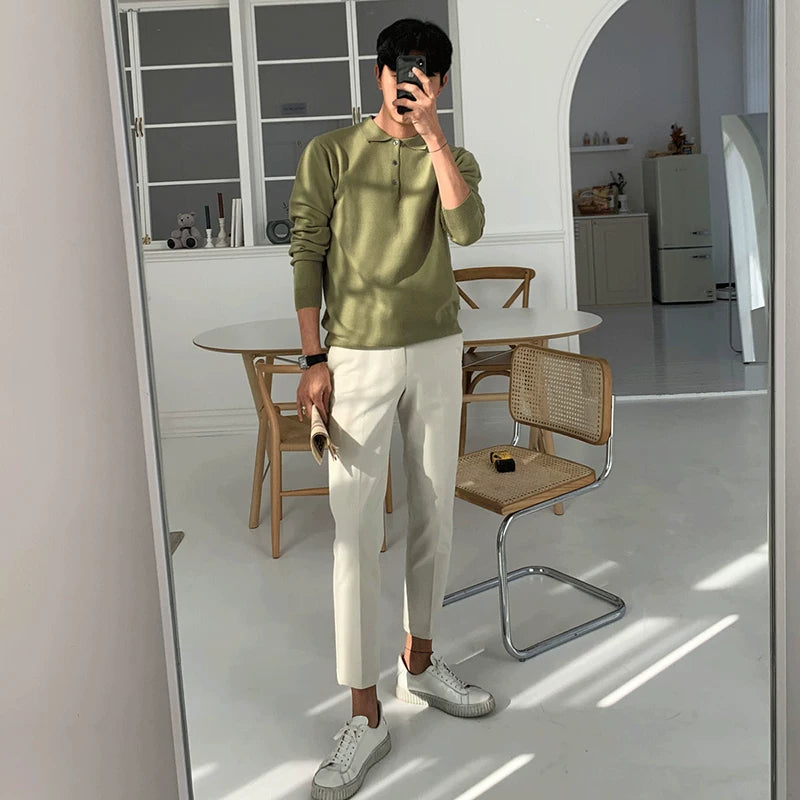 Pantaloni cropped slim fit dritti casual 