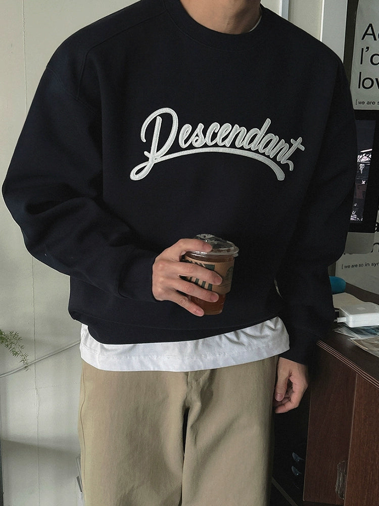 Harf Yaması Gevşek Fit Sweatshirt Kazak 