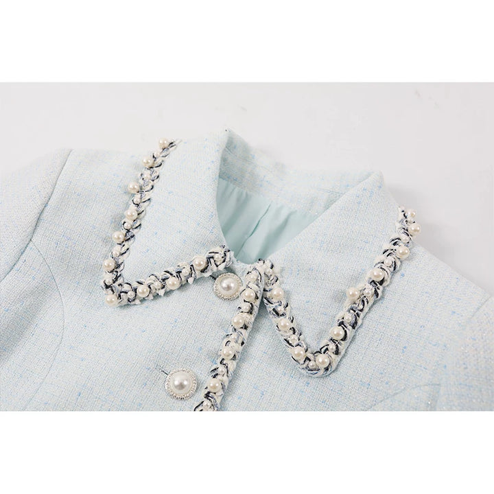 סט של ז'קט קצר מבד טוויד וחצאית 