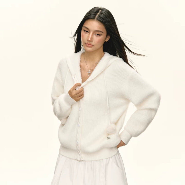 Fuzzy Hooded Zip-Up Sweatshirt
