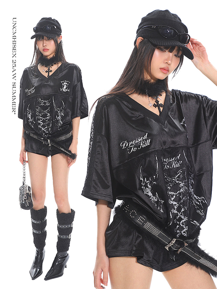 Satin Bandage Print Punkstijl Coltrui 