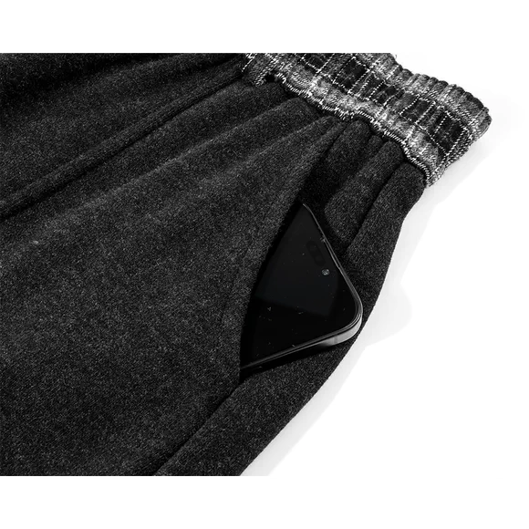 Plaid Patchwork Fleece-Lined Pants