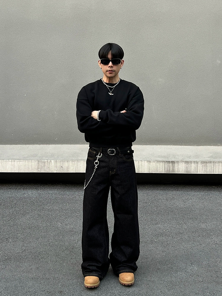 Selvedge tung rak denimbyxor 