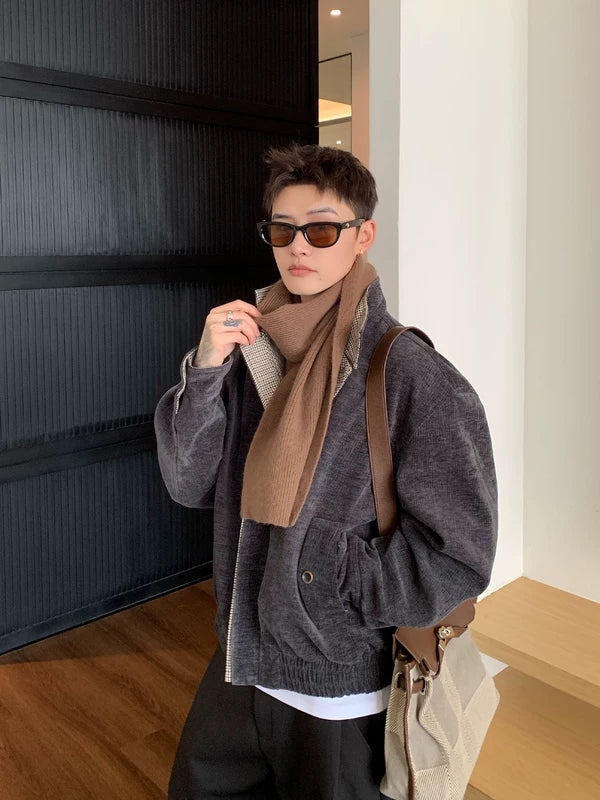 Chenille Hahnentrittmuster Patchwork Harrington-Jacke 