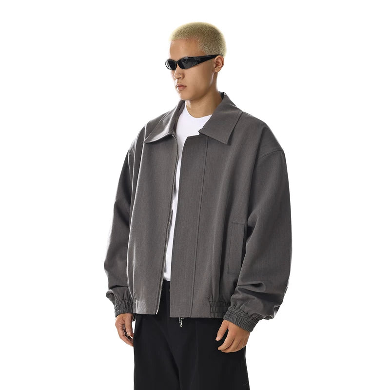 Veste courte zippée rétro décontractée 