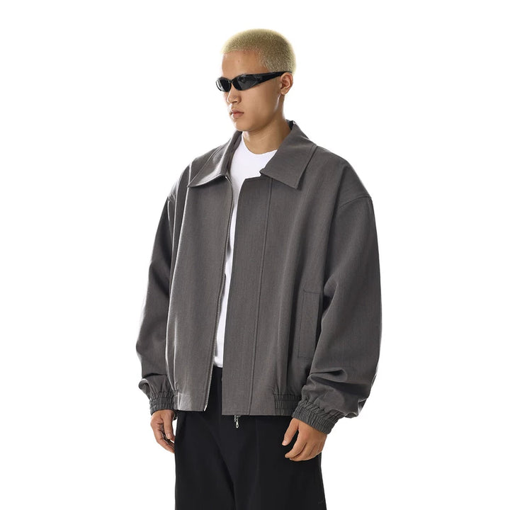 Veste courte zippée rétro décontractée 