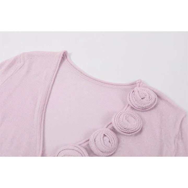 3D Rose V-Neck Knit Cardigan