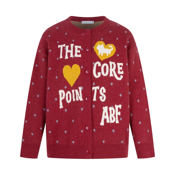 Cardigan en tricot avec boutons et lettres de dessin animé 