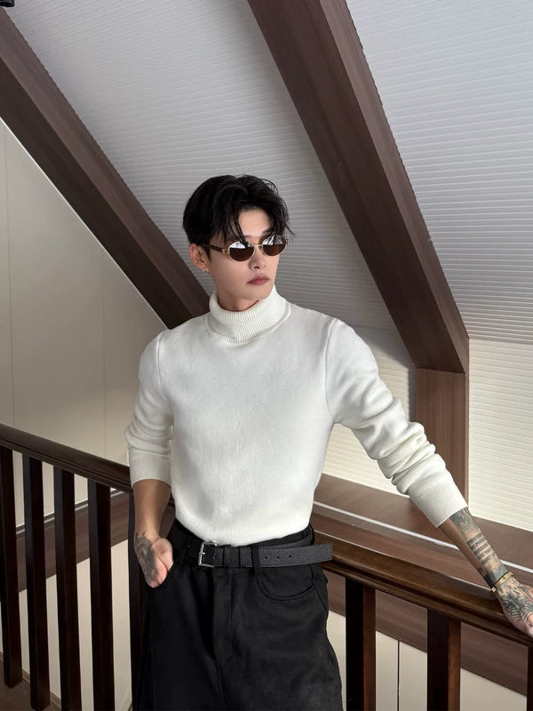 High-Neck Slim Fit Knit Sweater