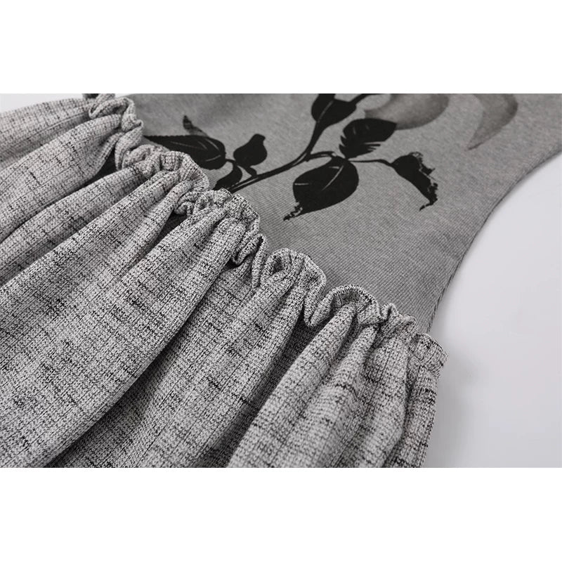 Floral Print High-Neck Long-Sleeve Dress