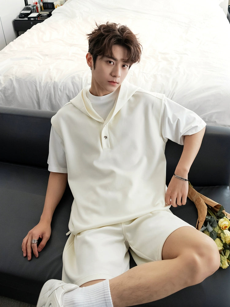 Short Sleeve Hooded T-Shirt and Shorts Set