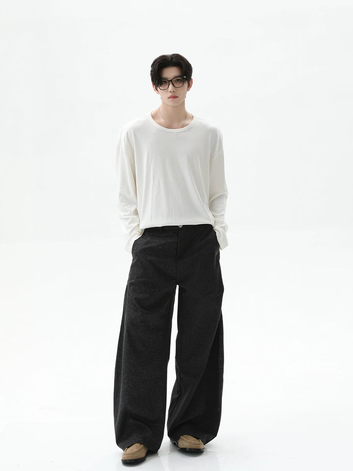 Textured Long Sleeve Relaxed Fit Pullover