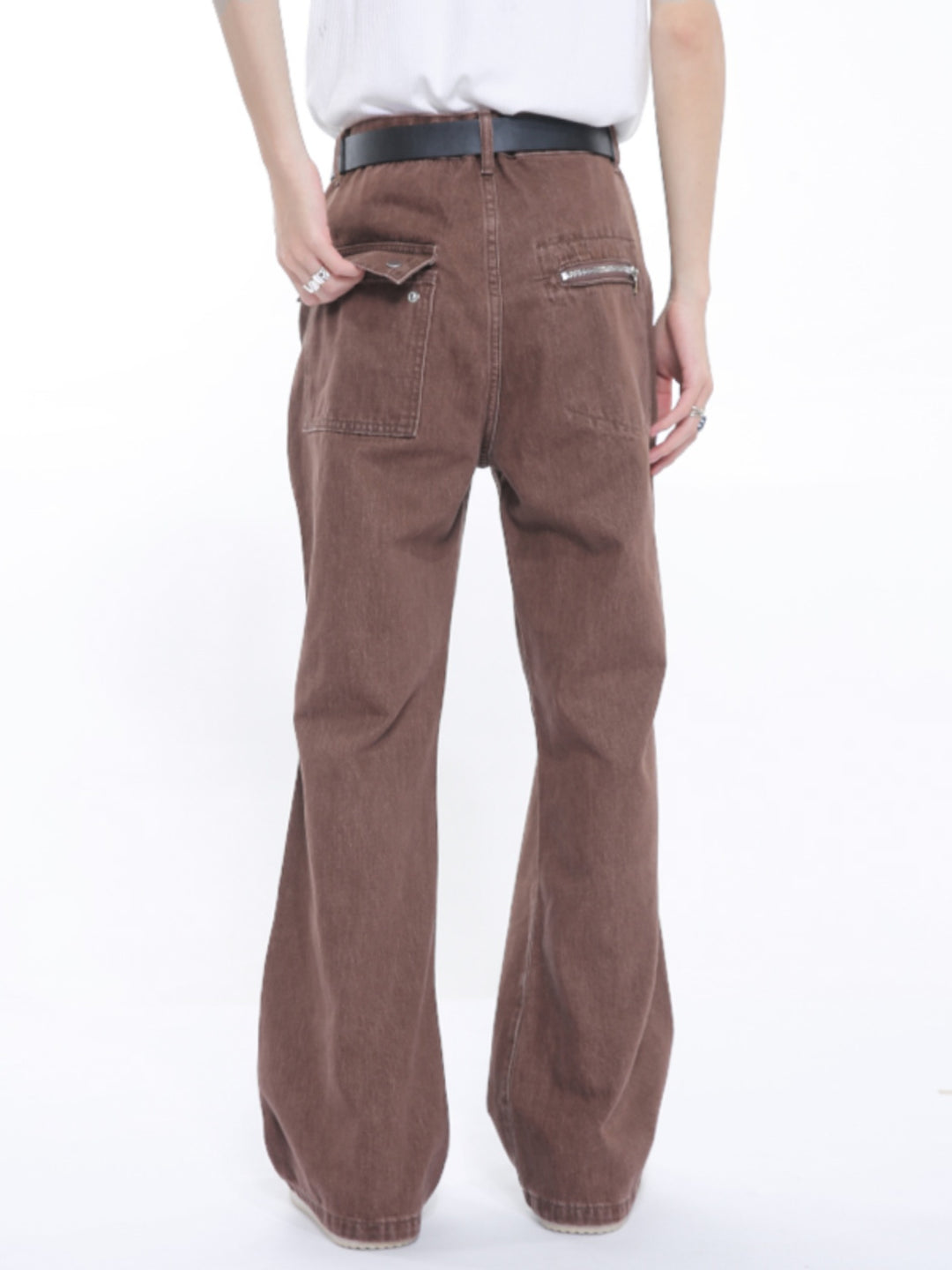 Patchwork Waist Slim Flared Jeans