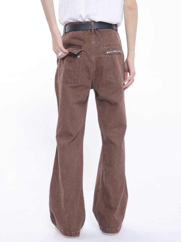 Patchwork Waist Slim Flared Jeans