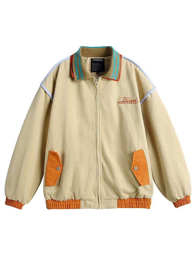 Veste décontractée à revers brodée rétro 