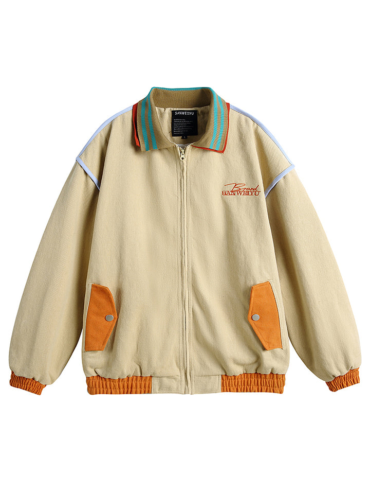 Veste décontractée à revers brodée rétro 