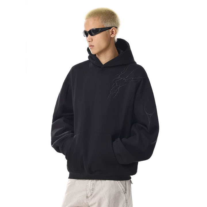 Bliksemschicht Geborduurde Hoodie Sweatshirt 