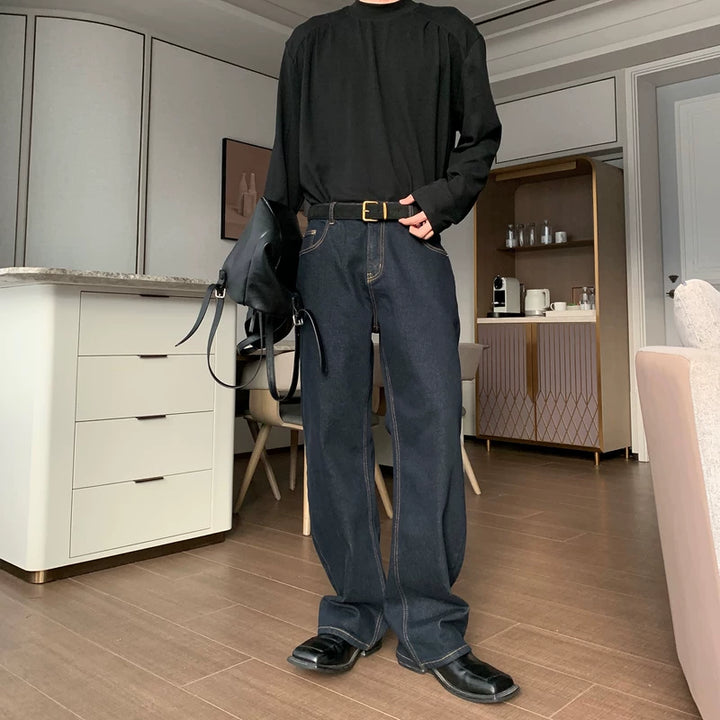 بنطلونات جينز مستقيمة الساق مبطنة بالفليس 