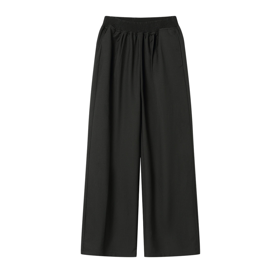 Elastic Waist Straight Wide-Leg Casual Pants