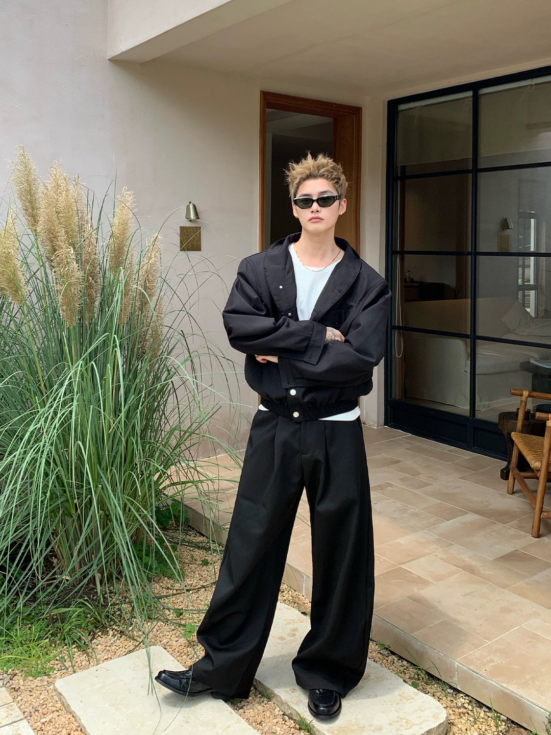 Loose V-Neck Long Sleeve Jacket