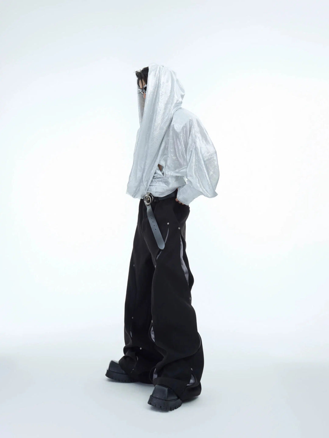 Metal Rivet Wide-leg Pants