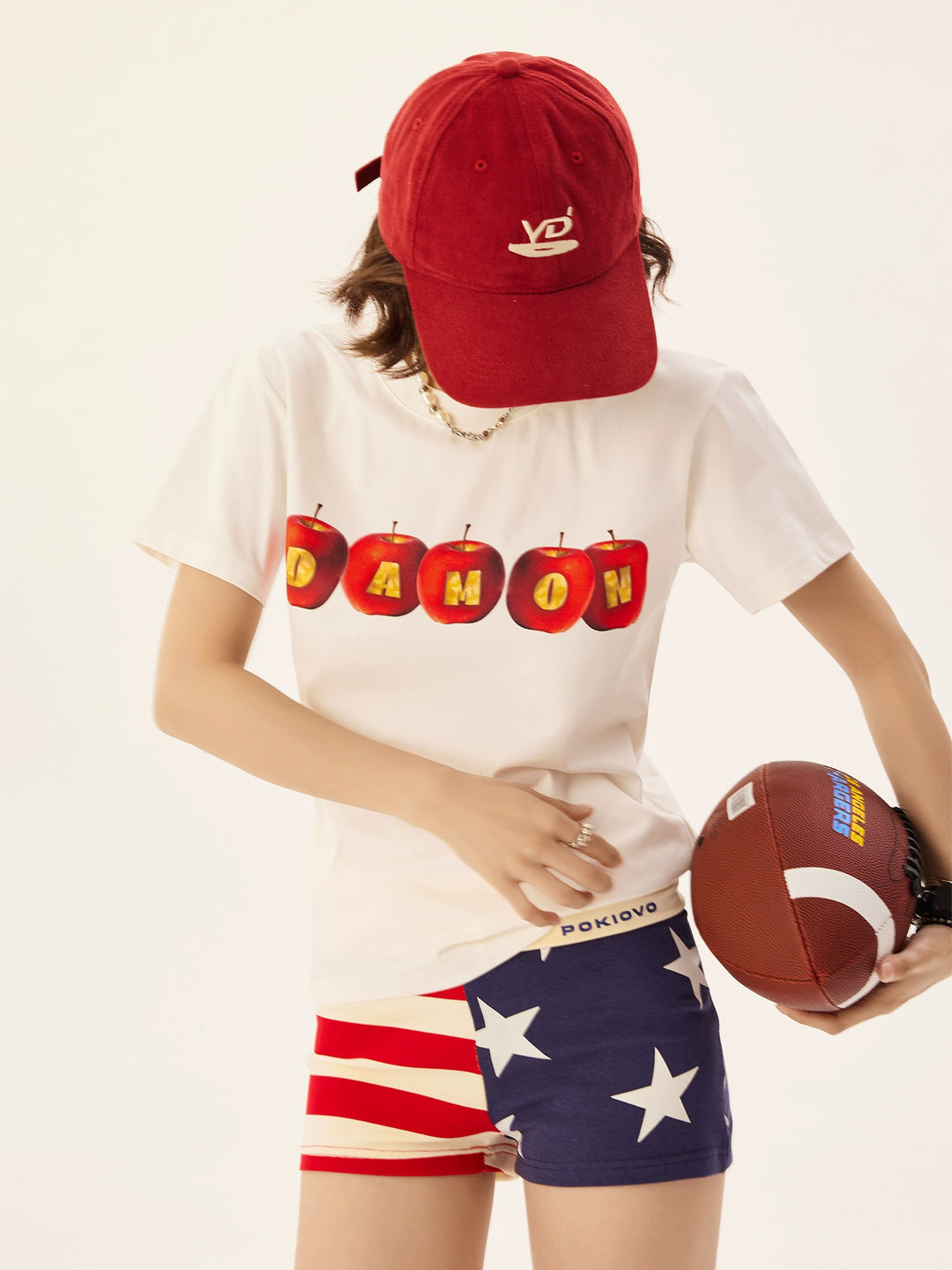 Apple Letter Graphic Short Sleeve T-shirt