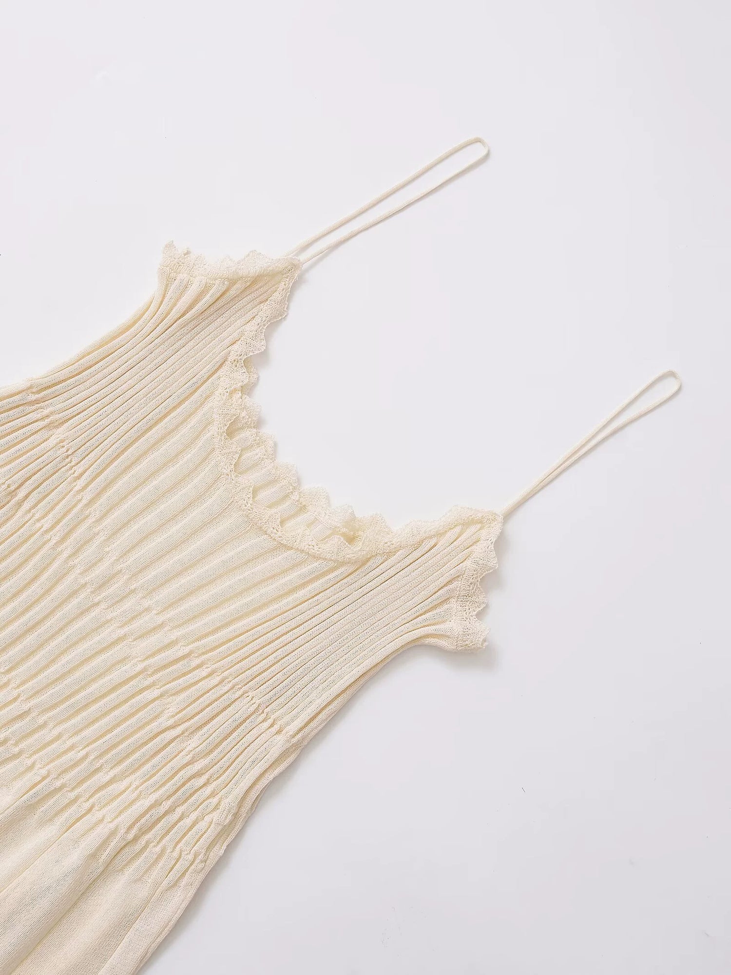 Ribbed V-Neck Knit Suspender Tank Top