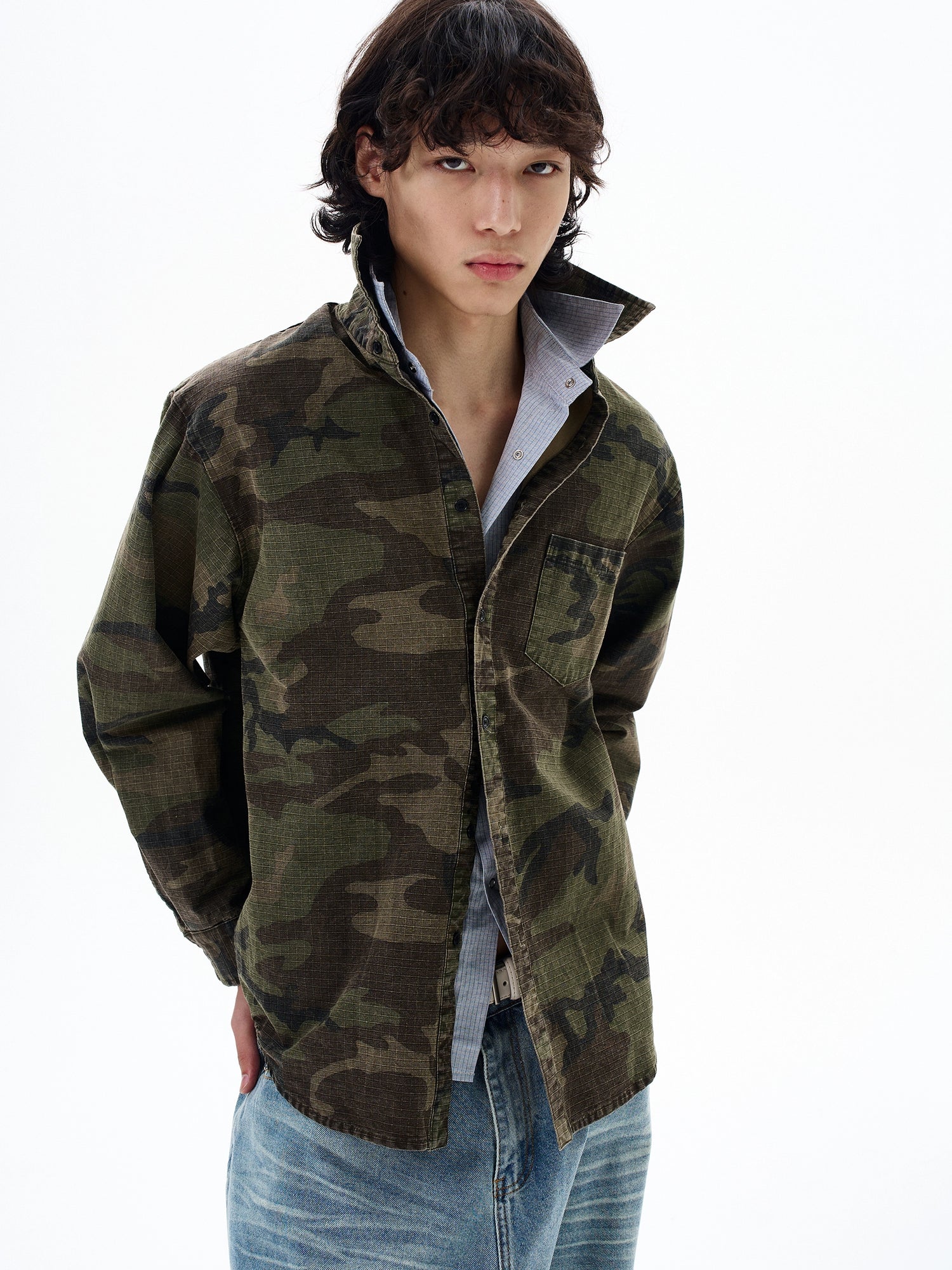 Kamuflaj Düğmeli Gömlek Ceket 