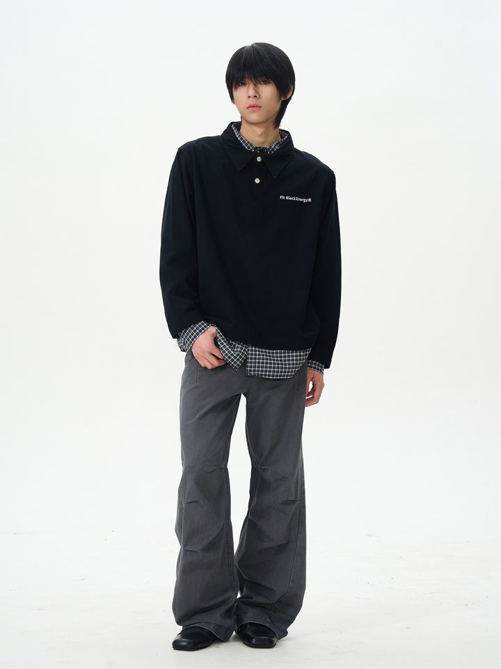 Relaxed Fit Straight Pleated Trousers