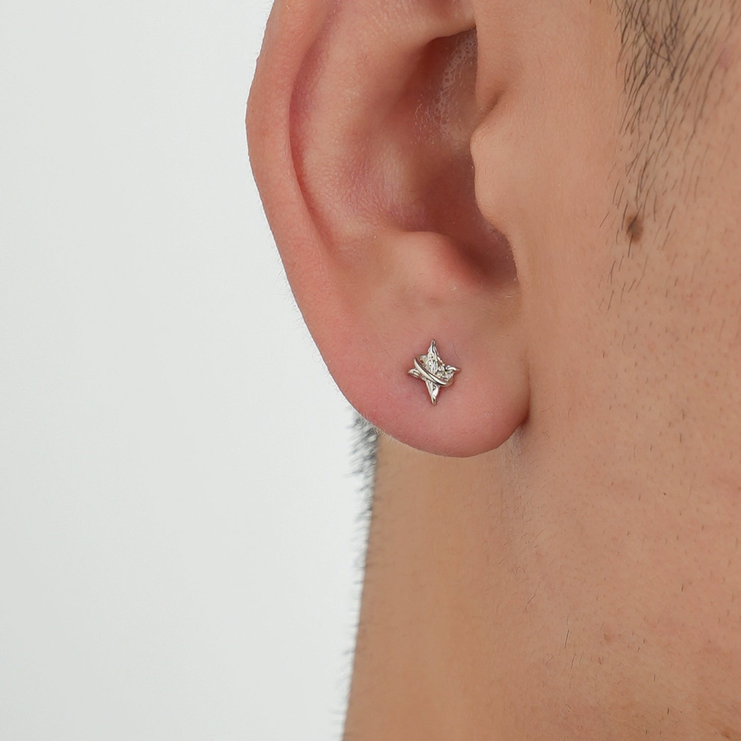 S925 Silver Three-Dimensional Star Earrings