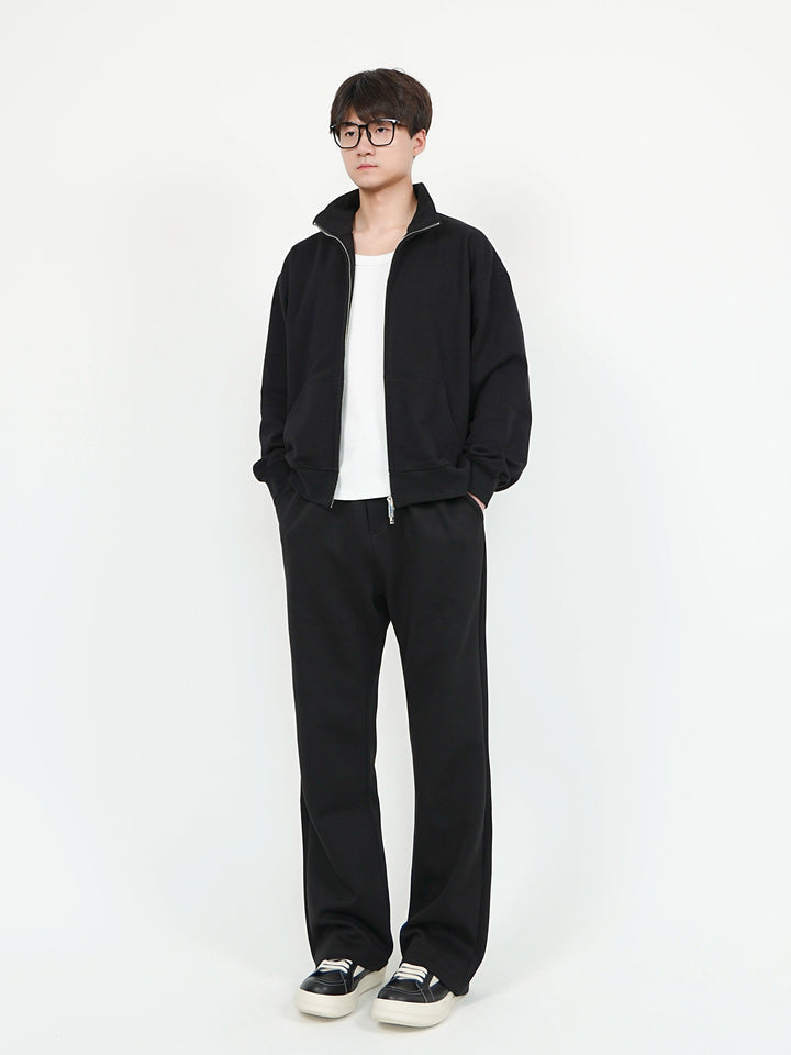 Double Zipper Stand Collar Sweatshirt