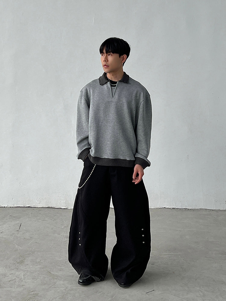 Heavy Stitch Lapel Sweatshirt