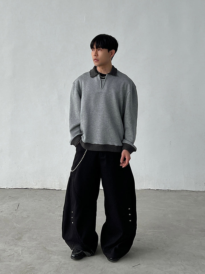 Heavy Stitch Lapel Sweatshirt