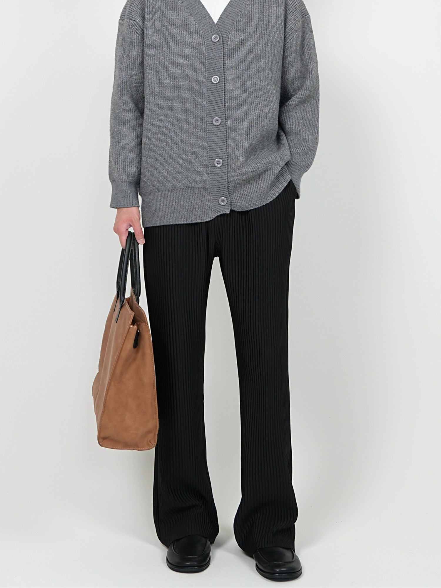 Plise Etekli Dar Günlük Pantolonlar 