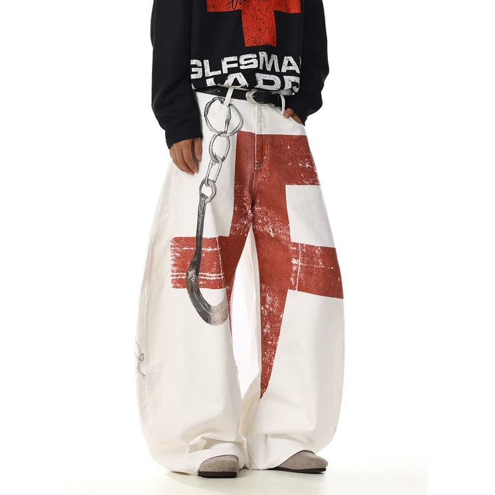 Pantalons larges déstructurés à imprimé déchiré 