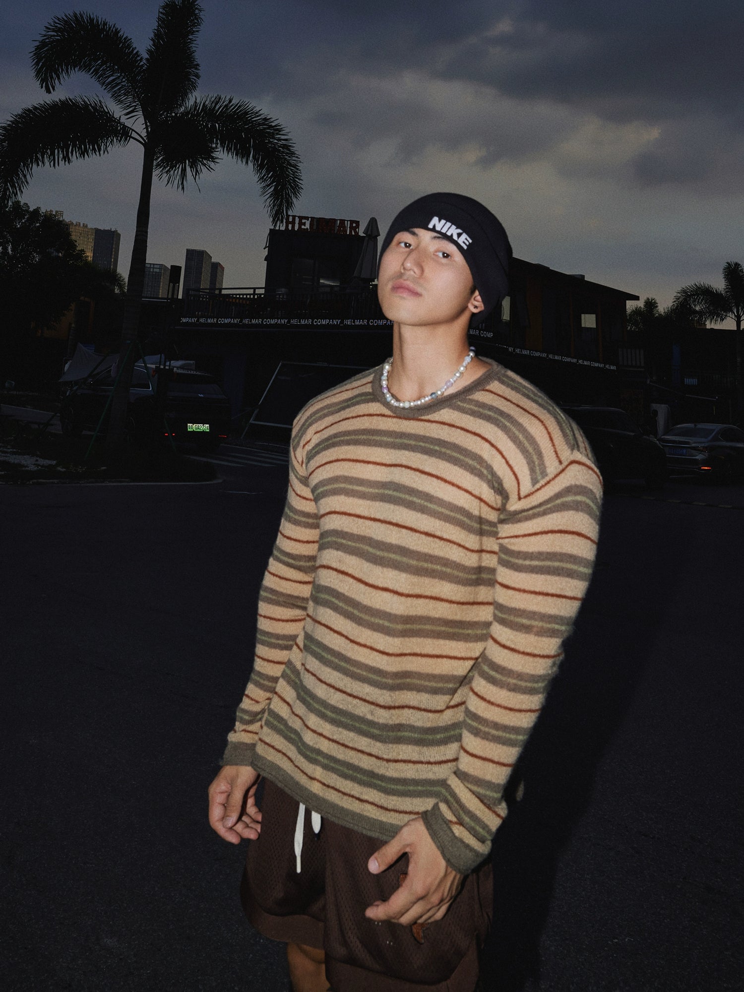 Retro Çizgili Triko Uzun Kollu Kazak 